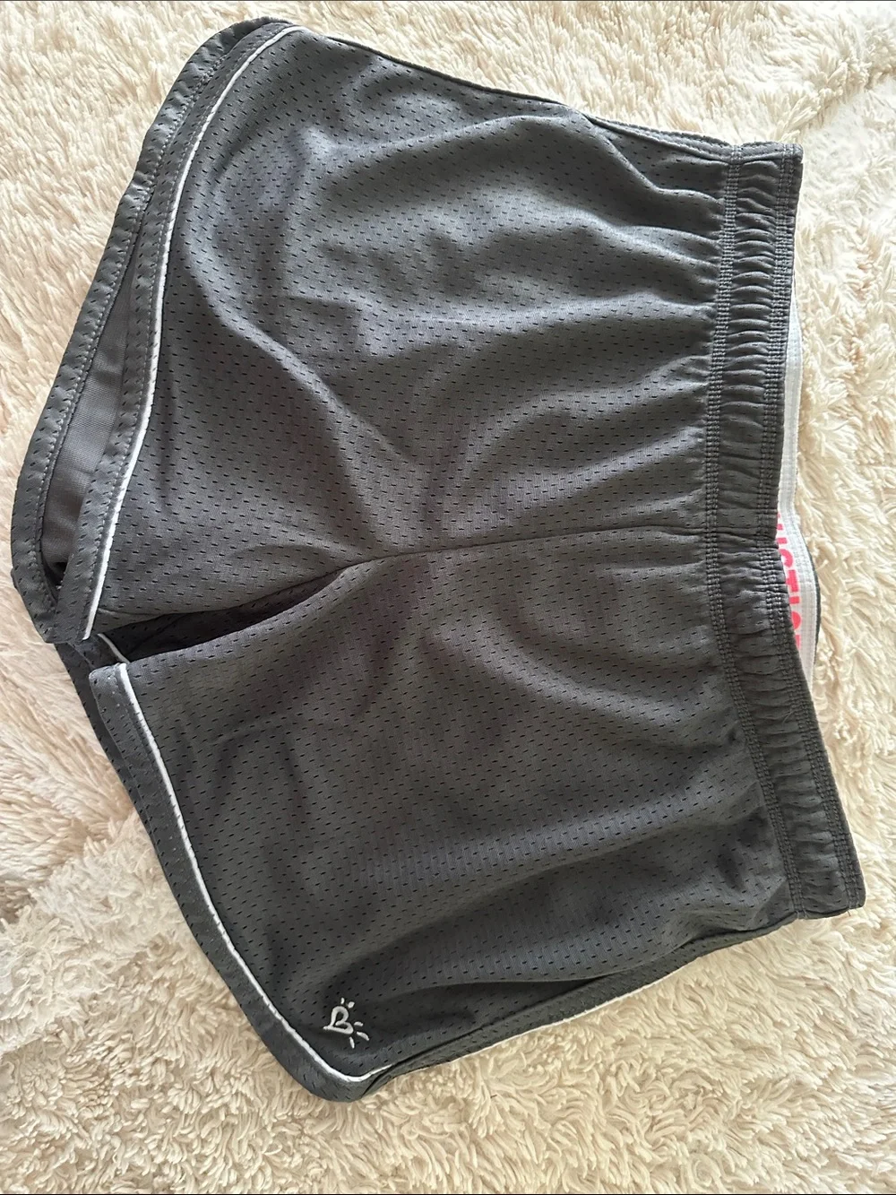 Justice Gray Mesh Athletic Shorts with White Piping